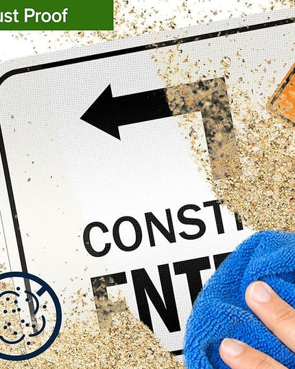 Slow Down Construction Entrance Ahead With Left Arrow Sign, 12x18 Inches, 3M EGP Reflective .063 Aluminum, Fade Resistant, Made in USA by My Sign Center