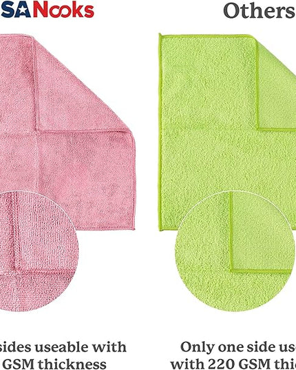 USANOOKS Microfiber Cleaning Cloth Light Pink - 8 Pcs 12.5"x12.5" - High Performance - 1200 Washes, Ultra Absorbent Towels Weave Grime & Liquid for Streak-Free Mirror Shine - Car Washing Cloth