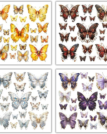 XERE 400 Pcs Butterflies Flora and Fauna Scrapbook Stickers Set for Scrapbooking and Journaling Notebooks, Junk Journal Supplies, Sketchbook, Bookmark Making, Planner Sticker