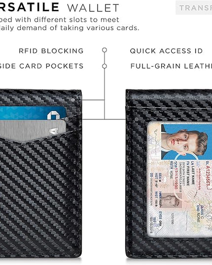SERMAN BRANDS Money Clip Wallet - Mens Wallets slim Front Pocket RFID Blocking Card Holder Minimalist Mini Bifold