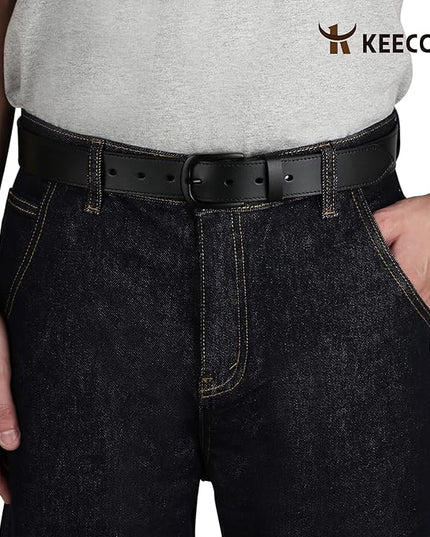 KEECOW Men's 100% Italian Cow Leather Belt Men With Anti-Scratch Buckle,Packed in a Box
