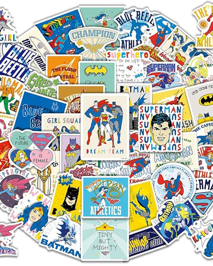 Superhero Stickers for Water Bottles – 50PCS Cute Cartoon Stickers for Kids, Teens, Adults – Waterproof Vinyl Decal Sticker for Laptop, Phone, Skateboard, Scrapbook, Party Favors, Gifts