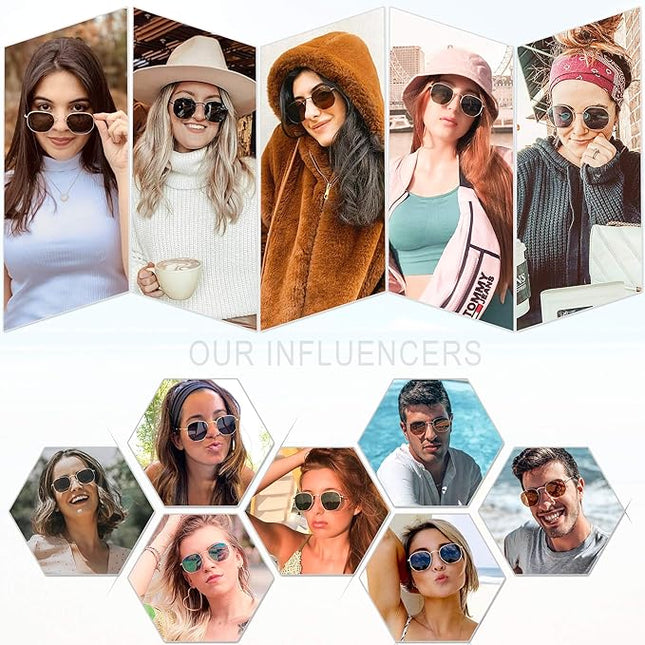 SOJOS Square Polarized Sunglasses for Women Men Small Hexagonal Polygon Shades SJ1072