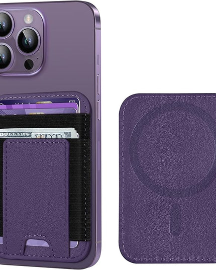ExtreLife Upgraded for Magsafe Wallet, Strongest Magnetic Wallet for iPhone 17/16/15/14/13/12 Series, Magnetic Card Holder, Vegan Leather, Fit 7 Cards, Luxury Purple