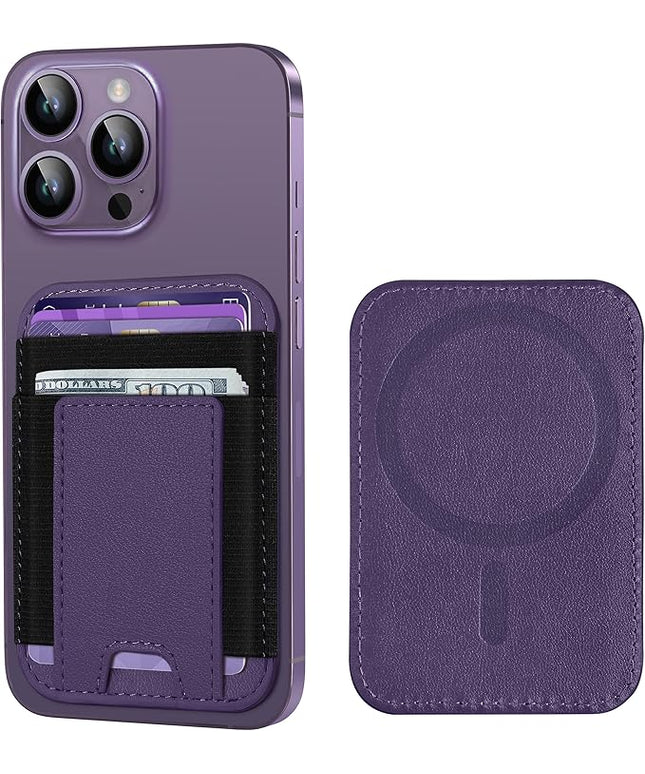 ExtreLife Upgraded for Magsafe Wallet, Strongest Magnetic Wallet for iPhone 17/16/15/14/13/12 Series, Magnetic Card Holder, Vegan Leather, Fit 7 Cards, Luxury Purple