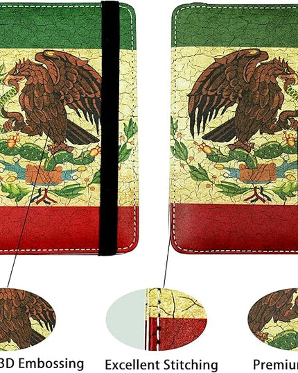 Mexico Flag Passport Holder for Women and Men PU Leather Passport Cover for Travel