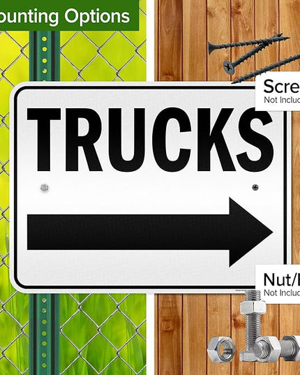Trucks Right Sign, 18x24 Inches, 3M EGP Reflective .080 Aluminum, Fade Resistant, Made in USA by My Sign Center