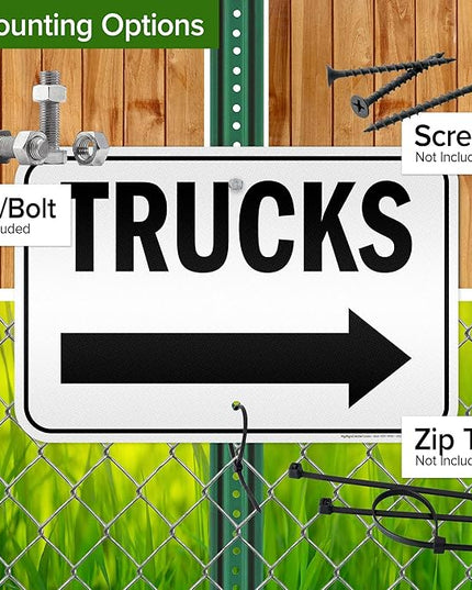 Trucks Right Sign, 12x18 Inches, 3M EGP Reflective .063 Aluminum, Fade Resistant, Made in USA by My Sign Center