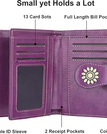 Lavemi Womens Leather Wallet Small Compact RFID Blocking Credit Card Case Purse with Zipper Pocket | Small, Compact, RFID Blocking, Zipper Pocket, Small, Compact
