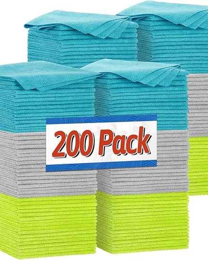 FIXSMITH Shop Towels, Microfiber Cleaning Cloth Bulk, 200 Pack Microfiber Towels for Cars, All-Purpose Absorbent Cleaning Rags, Dust Cloth for Automotive, Mechanic, Garage, Bar, 11.5 x 11.5 inch