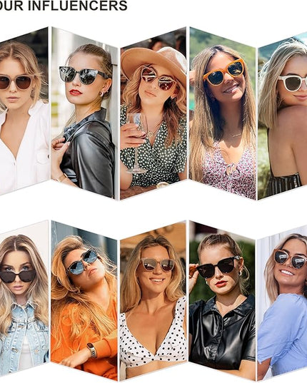 SOJOS Trendy Cat Eye Round Polarized Sunglasses for Women Fashion UV Protection Sunnies Sunglasses SJ2175