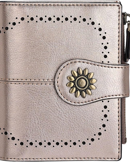 Lavemi Womens Leather Wallet Small Compact RFID Blocking Credit Card Case Purse with Zipper Pocket | Small, Compact, RFID Blocking, Zipper Pocket, Small, Compact