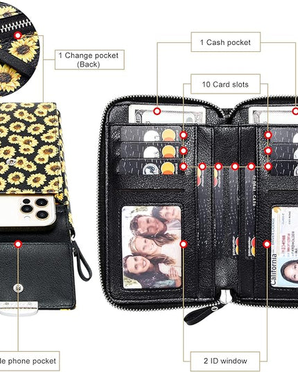 KUKOO Small Crossbody Bag Cell Phone Purse Wallet with Credit Card Slots for Women