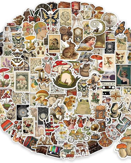 300 PCS Vintage Stickers, Aesthetic Waterproof Vinyl Stickers for Scrapbook Journaling Planners and Journals, Cottagecore Retro Sticker Pack for Water Bottles Laptop, Scrapbooking Supplies for Adults