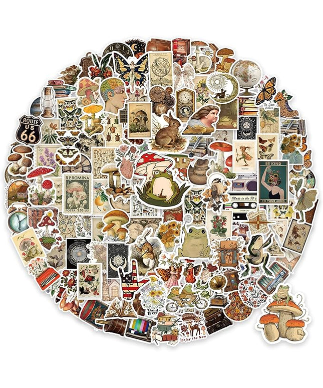 300 PCS Vintage Stickers, Aesthetic Waterproof Vinyl Stickers for Scrapbook Journaling Planners and Journals, Cottagecore Retro Sticker Pack for Water Bottles Laptop, Scrapbooking Supplies for Adults