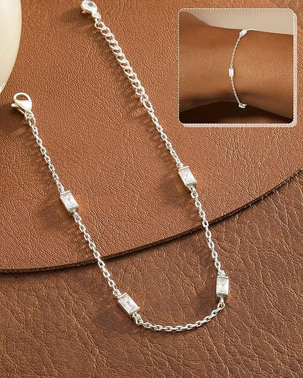 FUNEIA Dainty Silver Gold Bracelets for Women Trendy Non Tarnish 14K Gold Plated Waterproof Diamond Bracelets Cute Stackable Heart Butterfly Clover Cross Evil Eye Charm Bracelet Stack Jewelry Gifts