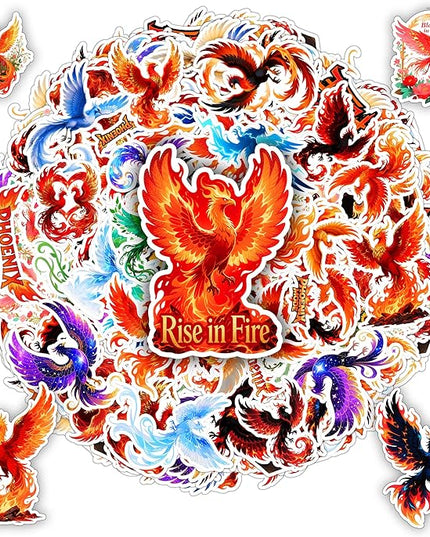 Phoenix Stickers Pack 108 PCS, Vinyl Decals for Adults, Aesthetic Fire Bird Art Stickers for Water Bottles, Laptops, Scrapbooking, Journals, Car Windows, Phone Cases Decorative