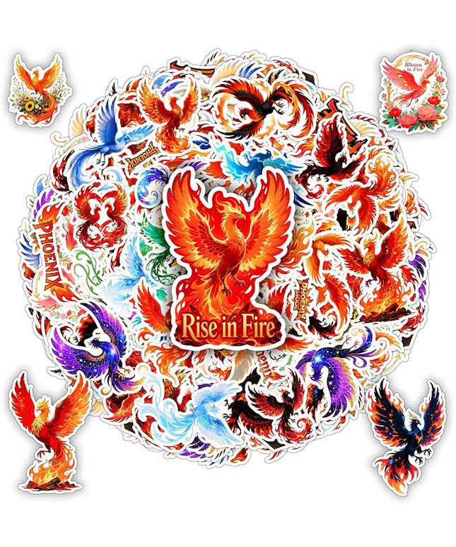 Phoenix Stickers Pack 108 PCS, Vinyl Decals for Adults, Aesthetic Fire Bird Art Stickers for Water Bottles, Laptops, Scrapbooking, Journals, Car Windows, Phone Cases Decorative