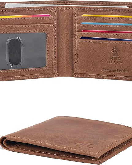 Oak Leathers Slim Leather Wallet for Men - RFID Wallets Credit Card Holder Ultra Thin Gift for Mens, Front Pocket Minimalist Design