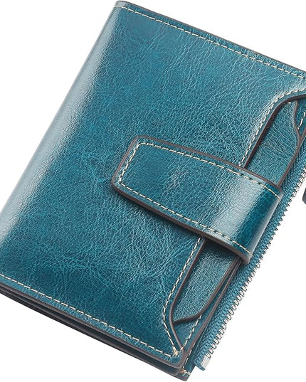 Lavemi Small Compact Women Wallet RFID Blocking Genuine Leather Bifold Purse with ID Windows