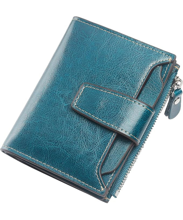 Lavemi Small Compact Women Wallet RFID Blocking Genuine Leather Bifold Purse with ID Windows