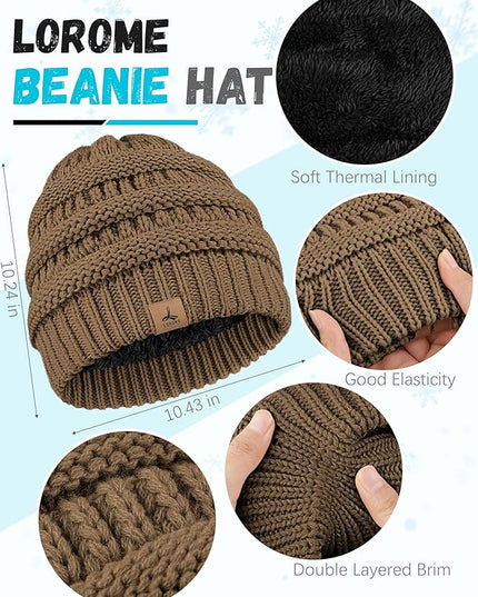 Winter Beanie Hat Scarf Gloves, Warm Fleece Knit Hats Touch Screen Gloves Neck Scarf Set Winter Gifts for Unisex Adult