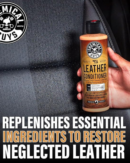 Chemical Guys Leather Cleaner and Conditioner Kit - 2 Bottles (4 oz Each), Car Cleaner and Conditioner, Safely Cleans & Conditions Leather Car Interiors, Furniture, Shoes, Boots, Bags, Apparel & More