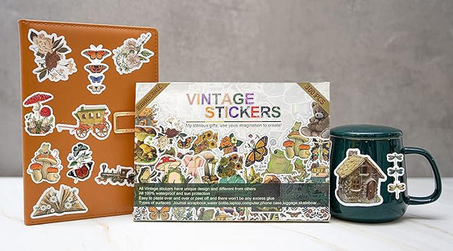 300 PCS Vintage Stickers, Aesthetic Waterproof Vinyl Stickers for Scrapbook Journaling Planners and Journals, Cottagecore Retro Sticker Pack for Water Bottles Laptop, Scrapbooking Supplies for Adults