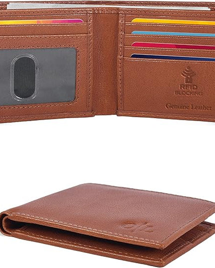 Oak Leathers Slim Leather Wallet for Men - RFID Wallets Credit Card Holder Ultra Thin Gift for Mens, Front Pocket Minimalist Design