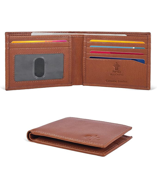 Oak Leathers Slim Leather Wallet for Men - RFID Wallets Credit Card Holder Ultra Thin Gift for Mens, Front Pocket Minimalist Design