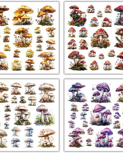 XERE 400 Pcs Mushrooms Flora and Fauna Scrapbook Stickers Set for Scrapbooking and Journaling Notebooks, Junk Journal Supplies, Sketchbook, Bookmark Making, Planner Sticker