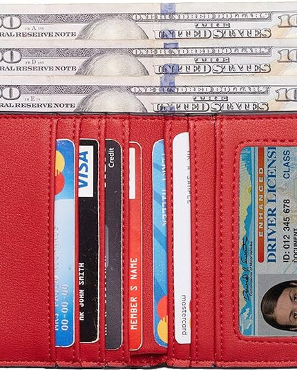 Toughergun Women’s Small Slim Leather Wallet with RFID Protection, Compact Bifold Mini Purse with Clear ID Window