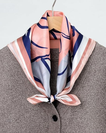 ANDANTINO 100% Pure Mulberry Silk Small Square Scarves -21'' x 21''- Digital Printed Neckerchief –Women Men Lightweight Scarf