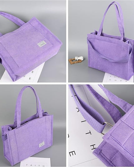 Valleycomfy Corduroy Tote Bag for Women Travel Crossbody Bag Purse Women Shoulder Bags Work Handbags Everyday Hobo Bag