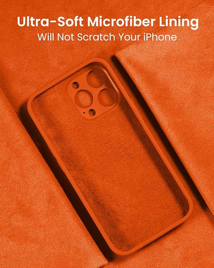 FireNova Designed for iPhone 15 Pro Case, Silicone Upgraded [Camera Protection] Phone Case with [2 Screen Protectors], Soft Anti-Scratch Microfiber Lining Inside, 6.1 inch, Neon Orange