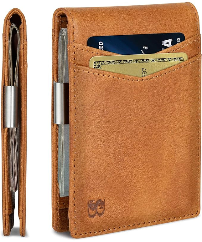 SERMAN BRANDS Money Clip Wallet - Mens Wallets slim Front Pocket RFID Blocking Card Holder Minimalist Mini Bifold