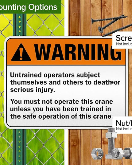 Warning Untrained Operators Subject Themselves And Others To Death Sign, 18x24 Inches, 3M EGP Reflective .080 Aluminum, Fade Resistant, Made in USA by My Sign Center