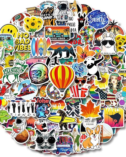 100 PCS Water Bottle Stickers for Kids Teens Girls Adults, Aesthetic Cute Vinyl Waterproof Vsco Cool Stickers, Laptop Scrapbook Skateboard Computer Car Sticker Packs