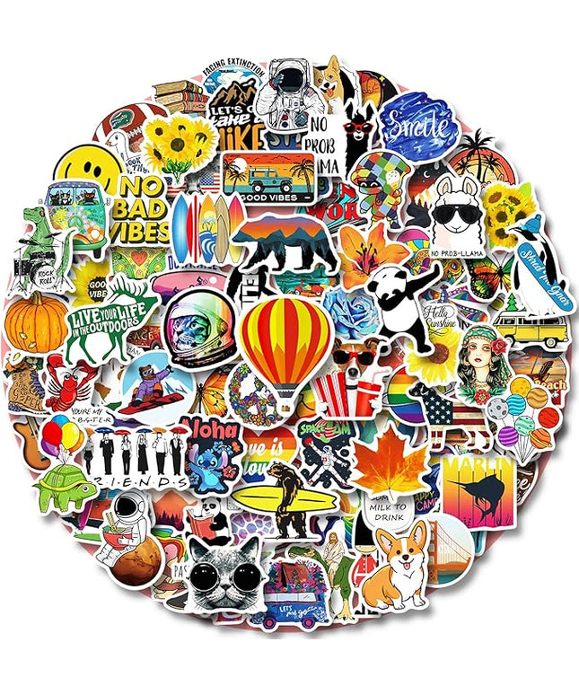 100 PCS Water Bottle Stickers for Kids Teens Girls Adults, Aesthetic Cute Vinyl Waterproof Vsco Cool Stickers, Laptop Scrapbook Skateboard Computer Car Sticker Packs