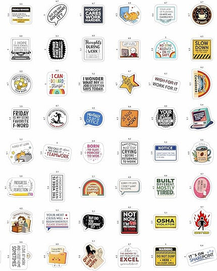 100Pcs Funny Work Stickers for Adults, for Water Bottle - Funny Coworker Gifts, Work Gifts - Coworker Stickers Bulk