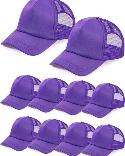 10 Pcs Sublimation Blank Trucker Hats Bulk Mesh Baseball Cap Polyester Mesh Trucker Hat for Men and Women