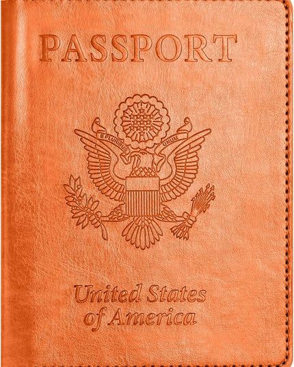 Passport and Vaccine Card Holder Combo, Passport Holder with Vaccine Card Slot, Passport Wallet, Passport Cover, Passport Case, Passport Holder for Women and Men(BA-Orange)