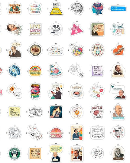 100Pcs Psychology Stickers for Laptop, for Water Botttle - Funny Psychologist Stickers for Therapist - Psychology Party Supplies - Gift for Women & Men