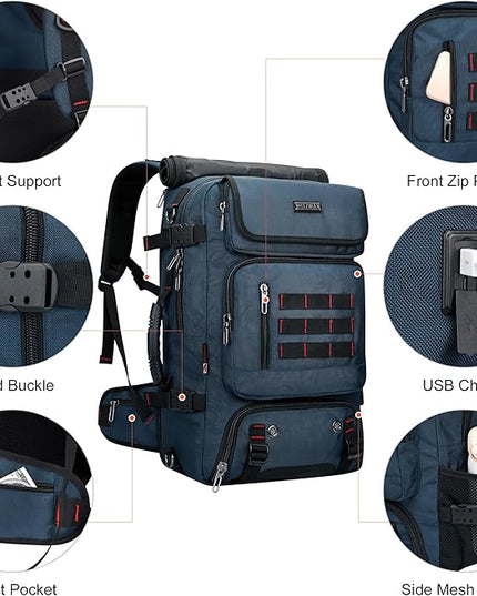 WITZMAN Carry on Travel Backpack for Men Women Airline Approved Convertible Nylon Duffle Backpack Luggage Bag (B682 blue)