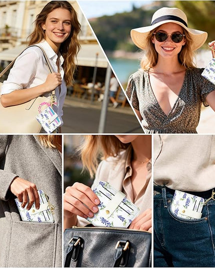 Sodsay Small Slim Wallet Women RFID Blocking, PU Leather Bifold Ladies Wallet with Zipper Coin Pocket, Thin Cute Travel Card Wallets for Girls, Blue Elegance