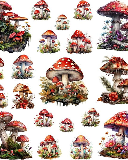 XERE 400 Pcs Mushrooms Flora and Fauna Scrapbook Stickers Set for Scrapbooking and Journaling Notebooks, Junk Journal Supplies, Sketchbook, Bookmark Making, Planner Sticker