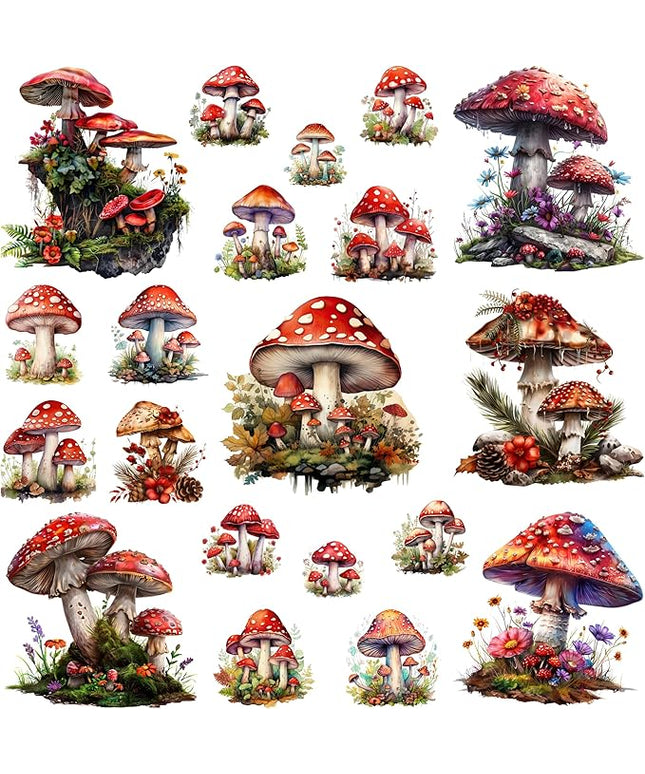 XERE 400 Pcs Mushrooms Flora and Fauna Scrapbook Stickers Set for Scrapbooking and Journaling Notebooks, Junk Journal Supplies, Sketchbook, Bookmark Making, Planner Sticker