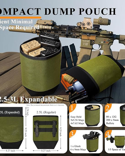 Dump Pouch,Rigid Mag Dump Pouches,Versatile Nylon Molle Pouches with 4PCS Malice Clips, Use for Magazine/Ammo Storage,Hunting, Hiking