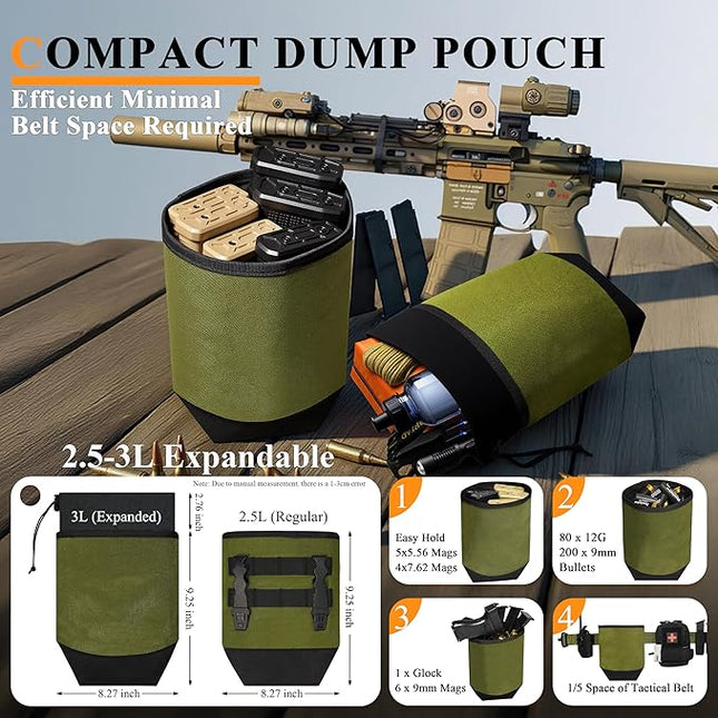 Dump Pouch,Rigid Mag Dump Pouches,Versatile Nylon Molle Pouches with 4PCS Malice Clips, Use for Magazine/Ammo Storage,Hunting, Hiking