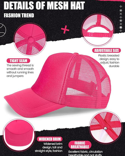 10 Pcs Sublimation Blank Trucker Hats Bulk Mesh Baseball Cap Polyester Mesh Trucker Hat for Men and Women